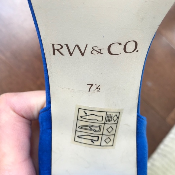 Blue 2 toned suede-feel open toe heeled sandal - Picture 10 of 11